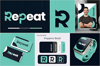 do brand style guide with minimalist logo, brand identity with branding kit