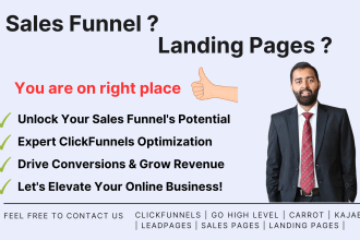 be your clickfunnels, gohighlevel, kajabi, carrot, leadpages, sale funnel expert