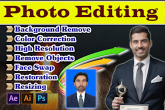 edit photo restoration, change background, resize, enhance in adobe photoshop