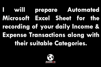 prepare daily income and expense transactions record excel sheet