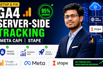 fix or setup ga4 ecommerce server side tracking, meta pixel, capi via stape GTM