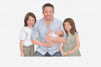 draw your portrait in digital watercolor painting