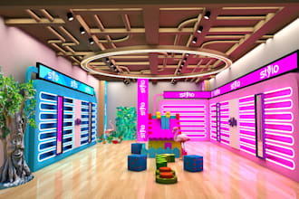 design 3d retail stores, shops, interior etc