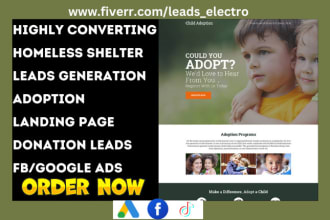 generate homeless leads adoption landing page donation leads sales funnel