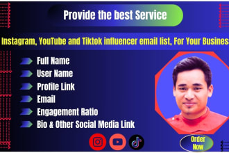 provide the best instagram youtube podcast and tiktok influencer email lead list
