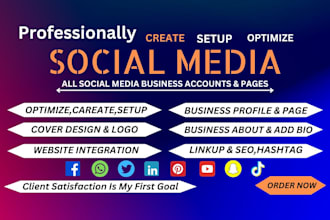 professionally create and set up all your accounts and facebook pages