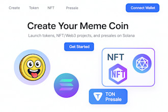 create meme website, coin crypto token website nft web3, presale on solana ton