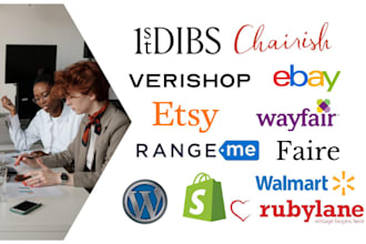 list products on wayfair, 1stdibs, ebay, shopify, rangeme and faire