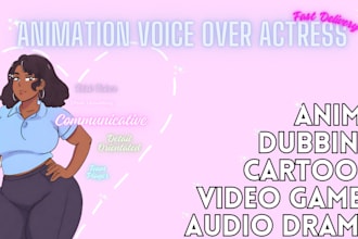 provide an excellent video game anime cartoon voice over