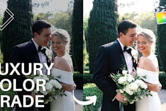do professional wedding photo,video editing color grading