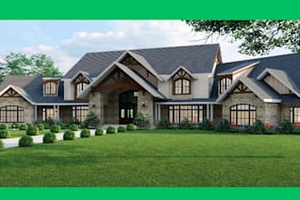 do realistic 3d architectural visualization exterior on sketch up