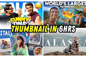 design eye catching travel vlog thumbnail for youtube channel