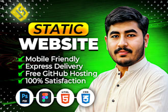 build responsive, html css static website or html landing page