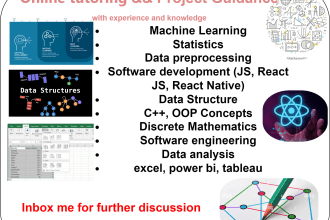 help machine learning, statistics, python, react, data structure, excel task