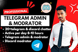 be telegram community manager with 20 chatters for crypto
