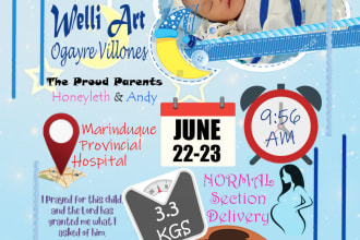 layout and design a customized new born baby information