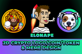 do 2d meme crypto, cryptocurrency token, logo design