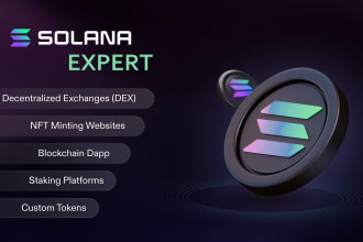 custom tokens,dex,staking dapps and nft minting websites on solana