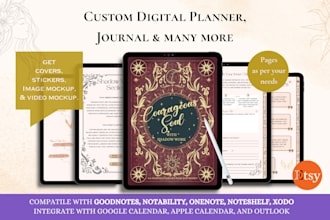 design hyperlinked digital planner, journal, sticker or digital product for etsy