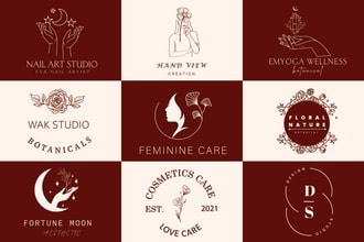 design hand drawn botanical floral boho cosmetic wedding beauty spa logo for you