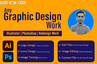 do any graphic design, adobe illustrator work, impressive photoshop work