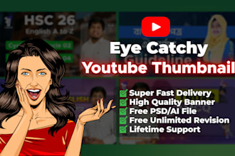 design amazing eye catchy youtube thumbnail