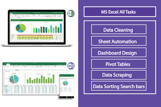 do data cleaning , automation, data entry, dashboard design in ms excel