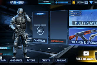make aa creative UI UX game design app for mobile  PC console