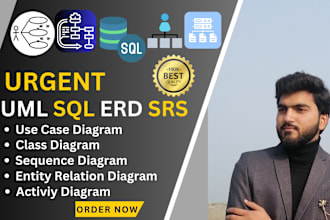 do your urgent uml diagram, class, bpmn, srs, erd , sql database tasks