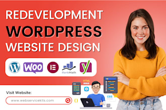 redesign or recreate website design, customize wordpress website redevelopment