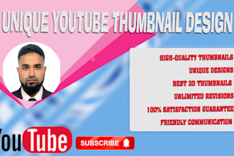 make you a great unique youtube thumbnail design for channel