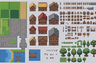 create 2d top down pixel art tileset tilemap rpg game assets environment pack