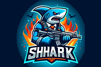 design custom shark esport mascot logo for your business