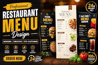 design a modern restaurant menu card for your food business