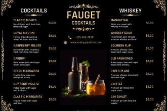 design a captivating restaurant menu card to boost your food business