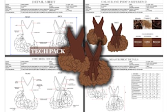 create technical drawing and tech pack