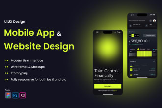 do ui ux design for mobile app, website, dashboard, or saas ui ux design