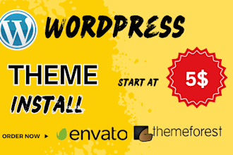 themeforest wordpress theme installations within a hours