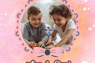 create cute kids youtube logo, banner and channel art design