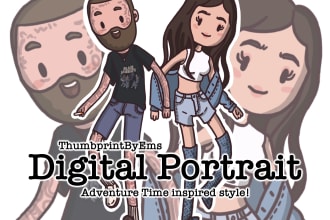 draw you digitally in adventure time inspired style