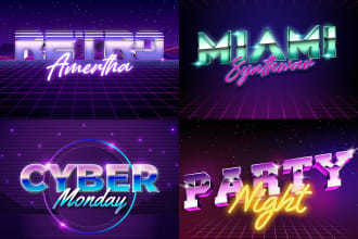 make a custom retro 80s synthwave neon logo for you