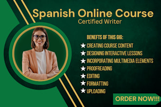 create spanish online course course creation course content