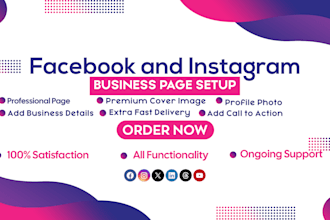 do facebook ,instagram page setup and cover design with post