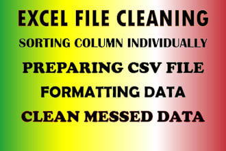 clean sort and format messed data in excel or CSV file