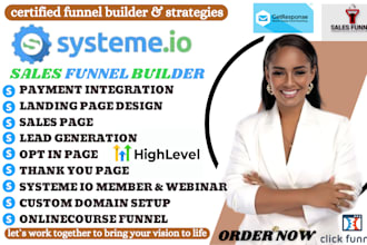 build landing page, sales funnel on systeme io, clickfunnels, webflow, ghl, wix