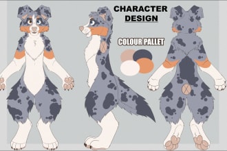 design a character  model  sheet for vtuber, oc,  vrchat  avatar in anime style