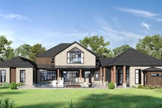 do 3d house exterior design, and render your house, commercial building