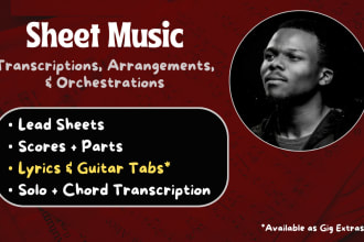 transcribe and create lead sheets, music scores and parts