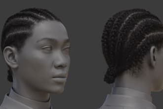 3d realistic hair,braid hair model,xgen hair,unreal engine hair groom,hair card