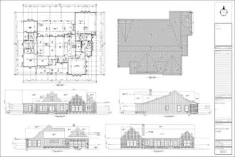 draftsman of house permit dwgs, elevation, section, roof, site plans in autocad